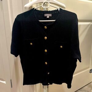 J. Crew Dark Navy Knit Sweater with Gold Accents
